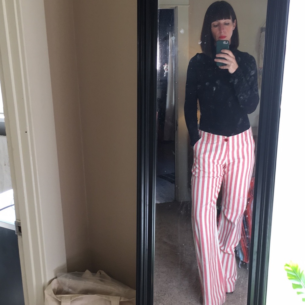 L.A.M.B Red and White Striped Pants